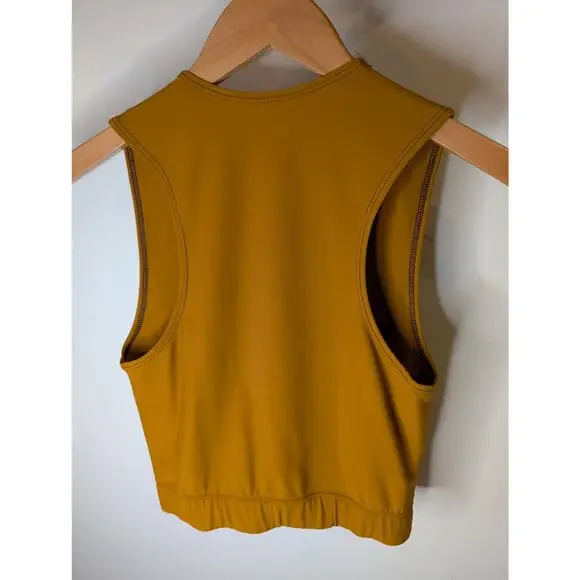 Hikerkind Mustard Gold Recycled Crop Active Tank Sleeveless Made in USA XS - Picture 4 of 8